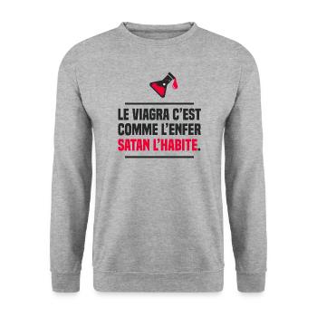 Viagra humour beauf jeux de mots beaufrerie - Sweat-shirt Unisexe - gris chiné - Devant - Alina (178cm) & Michal (187cm)