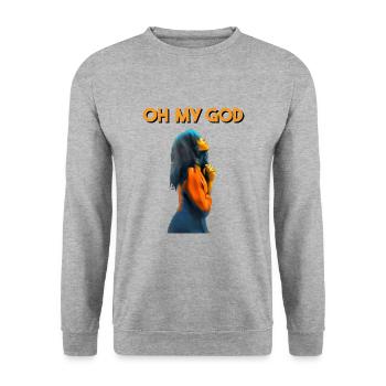 OH MY GOD - Sweat-shirt Unisexe - gris chiné - Devant - Alina (178cm) & Michal (187cm)