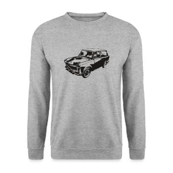  601 Kombi Trabi - Unisex Pullover - Weißgrau meliert - Vorne - Alina (178cm) & Michal (187cm)