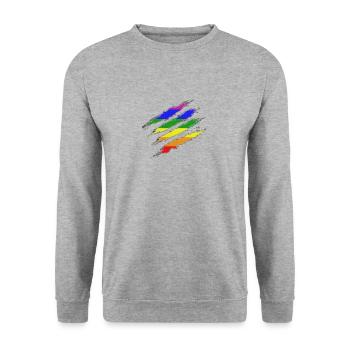 Klaue Markiert Regenbogenflagge - Unisex Pullover - Weißgrau meliert - Vorne - Alina (178cm) & Michal (187cm)