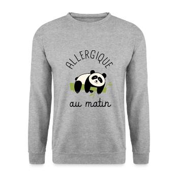 Allergique au matin humour - Sweat-shirt Unisexe - gris chiné - Devant - Alina (178cm) & Michal (187cm)