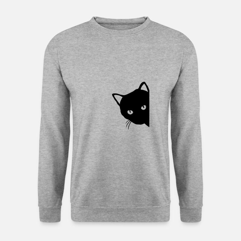 Schwarze Katze - Unisex Pullover - Weißgrau meliert