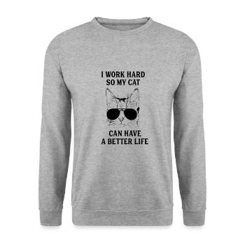 Chat noir - Sweat-shirt Unisexe - gris chiné - Devant - Alina (178cm) & Michal (187cm)