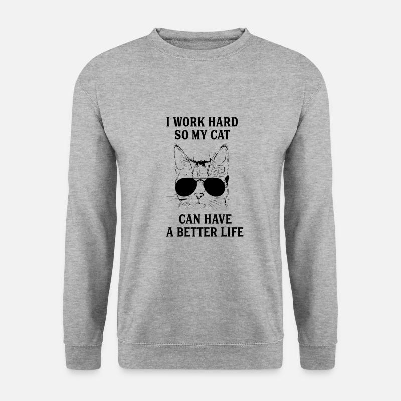Schwarze Katze - Unisex Pullover - Weißgrau meliert