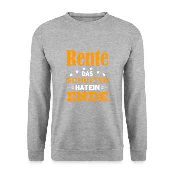 Rente Das Schuften hat ein Ende Rentner Pension - Unisex Pullover - Weißgrau meliert - Vorne - Alina (178cm) & Michal (187cm)