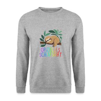 Offizielles Schlafshirt Faultier Schlafanzug - Unisex Pullover - Weißgrau meliert - Vorne - Alina (178cm) & Michal (187cm)