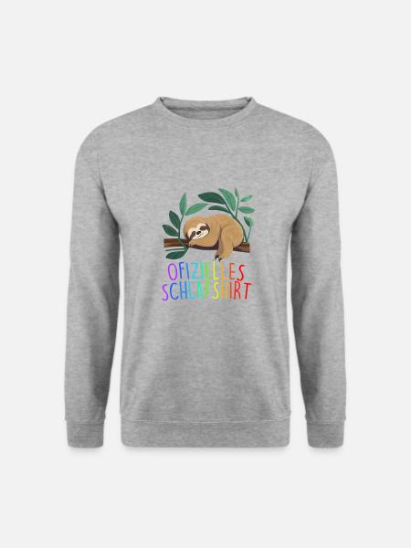 Offizielles Schlafshirt Faultier Schlafanzug - Unisex Pullover - Weißgrau meliert