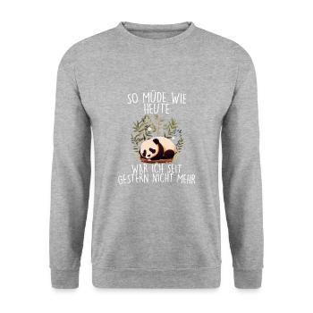 So müde wie Heute war ich seit Gestern nicht mehr - Unisex Pullover - Weißgrau meliert - Vorne - Alina (178cm) & Michal (187cm)