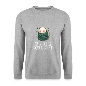 Offizielles Schlafshirt Panda Pandabär Nachtshirt - Unisex Pullover - Weißgrau meliert - Vorne - Alina (178cm) & Michal (187cm)