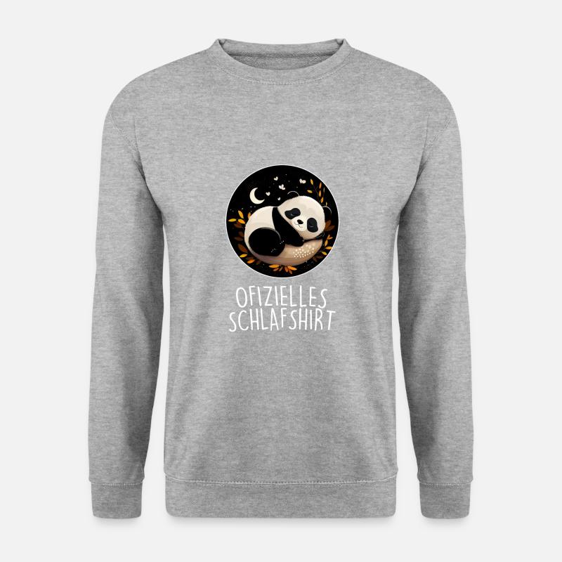 Offizielles Schlafshirt Panda Pandabär Nachtshirt - Unisex Pullover - Weißgrau meliert