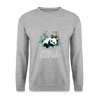 Offizielles Schlafshirt Panda Pandabär Nachtshirt - Unisex Pullover - Weißgrau meliert - Vorne - Alina (178cm) & Michal (187cm)