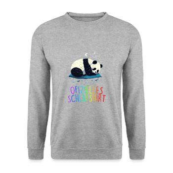 Offizielles Schlafshirt Panda Pandabär Nachtshirt - Unisex Pullover - Weißgrau meliert - Vorne - Alina (178cm) & Michal (187cm)