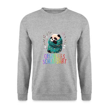 Offizielles Schlafshirt Panda Pandabär Nachtshirt - Unisex Pullover - Weißgrau meliert - Vorne - Alina (178cm) & Michal (187cm)