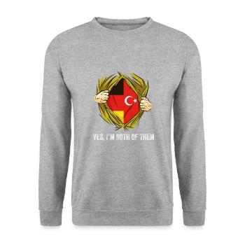 Deutsch & Türkisch Deutscher Türke Türkei - Unisex Pullover - Weißgrau meliert - Vorne - Alina (178cm) & Michal (187cm)