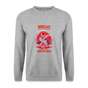 Beruflich wollte ich schon immer was mit Menschen - Unisex Pullover - Weißgrau meliert - Vorne - Alina (178cm) & Michal (187cm)