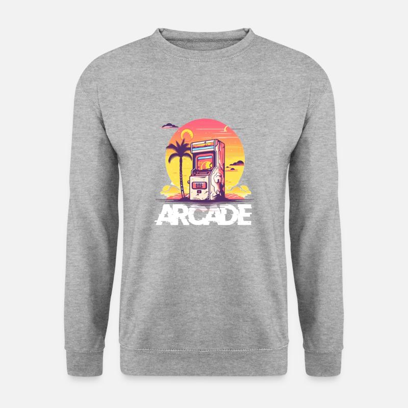 Vintage Arcade-Controller Nostalgischer - Unisex Pullover - Weißgrau meliert