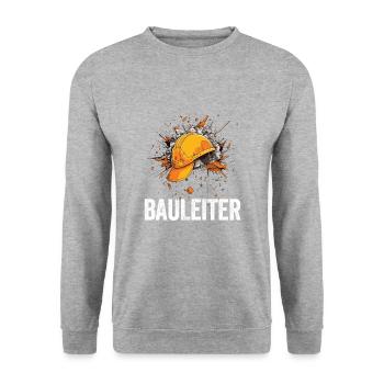 Bauleiter Bauarbeiter Kostüm Bauaurbeiterhelm Helm - Unisex Pullover - Weißgrau meliert - Vorne - Alina (178cm) & Michal (187cm)
