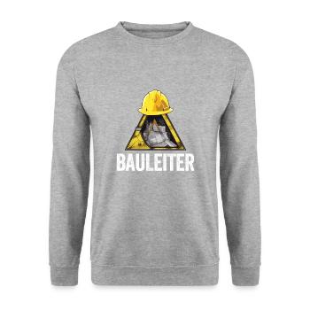 Bauleiter Bauarbeiter Kostüm Bauaurbeiterhelm Helm - Unisex Pullover - Weißgrau meliert - Vorne - Alina (178cm) & Michal (187cm)