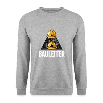 Bauleiter Bauarbeiter Kostüm Bauaurbeiterhelm Helm - Unisex Pullover - Weißgrau meliert - Vorne - Alina (178cm) & Michal (187cm)