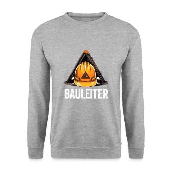 Bauleiter Bauarbeiter Kostüm Bauaurbeiterhelm Helm - Unisex Pullover - Weißgrau meliert - Vorne - Alina (178cm) & Michal (187cm)