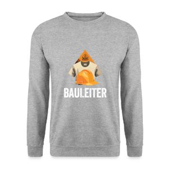 Bauleiter Bauarbeiter Kostüm Bauaurbeiterhelm Helm - Unisex Pullover - Weißgrau meliert - Vorne - Alina (178cm) & Michal (187cm)