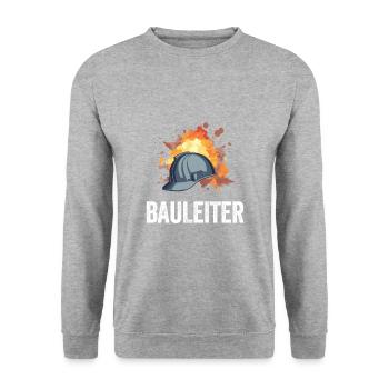 Bauleiter Bauarbeiter Kostüm Bauaurbeiterhelm Helm - Unisex Pullover - Weißgrau meliert - Vorne - Alina (178cm) & Michal (187cm)