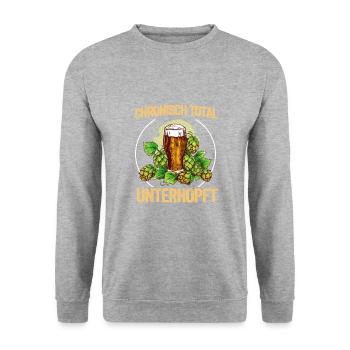 Herren Vatertag Unterhopft Bier Party Männer - Unisex Pullover - Weißgrau meliert - Vorne - Alina (178cm) & Michal (187cm)