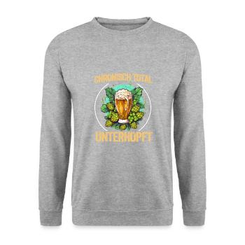 Herren Vatertag Vater Unterhopft Bier Party Saufen - Unisex Pullover - Weißgrau meliert - Vorne - Alina (178cm) & Michal (187cm)