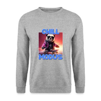 Chill Modus Pandabär Panda Liebhaber Süßes Panda - Unisex Pullover - Weißgrau meliert - Vorne - Alina (178cm) & Michal (187cm)
