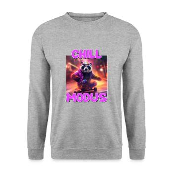 Chill Modus Pandabär Bambus Bär Überraschung - Unisex Pullover - Weißgrau meliert - Vorne - Alina (178cm) & Michal (187cm)