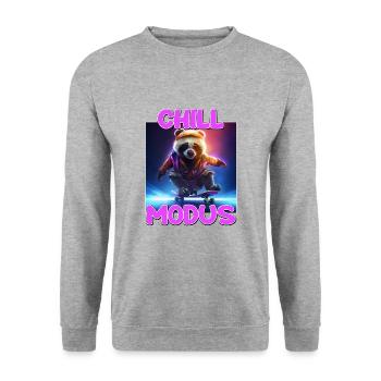 Chill Modus Pandabär Panda Liebhaber Süßes Panda - Unisex Pullover - Weißgrau meliert - Vorne - Alina (178cm) & Michal (187cm)