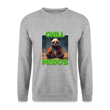 Nettes Chill Modus Pandabär Panda Liebhaber Süßes - Unisex Pullover - Weißgrau meliert - Vorne - Alina (178cm) & Michal (187cm)