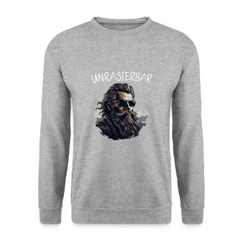 Wikinger Bartträger Lustiger Bart Spruch - Unisex Pullover - Weißgrau meliert - Vorne - Alina (178cm) & Michal (187cm)