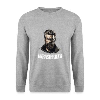Lustiger Bart Spruch Wikinger Bartträger - Unisex Pullover - Weißgrau meliert - Vorne - Alina (178cm) & Michal (187cm)