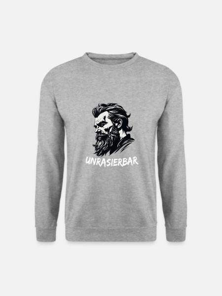 Lustiger Bart Spruch Unrasierbar Wikinger - Unisex Pullover - Weißgrau meliert