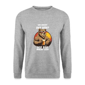 Bär Bier Saufen Junggesellenabschied Bierliebhaber - Unisex Pullover - Weißgrau meliert - Vorne - Alina (178cm) & Michal (187cm)