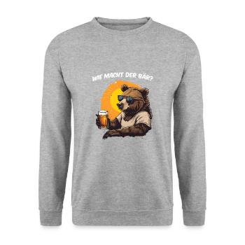 Bär Bier Saufen Junggesellenabschied Bierliebhaber - Unisex Pullover - Weißgrau meliert - Vorne - Alina (178cm) & Michal (187cm)