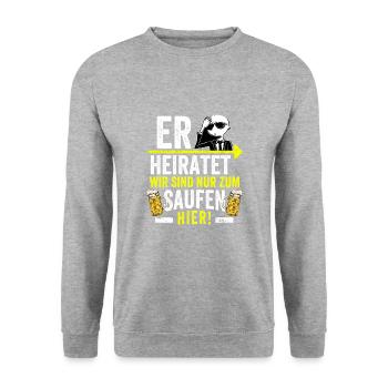 JGA Herren T-Shirt für Junggesellenabschied - Unisex Pullover - Weißgrau meliert - Vorne - Alina (178cm) & Michal (187cm)