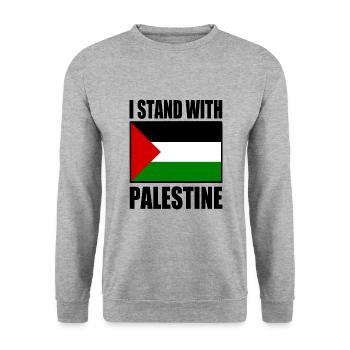 I stand with palestine - Unisex Sweatshirt - salt & pepper - Front - Alina (178cm) & Michal (187cm)