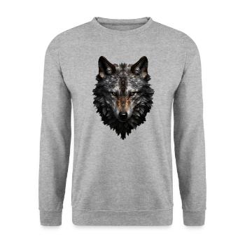 Wolf Portrait - Unisex Sweatshirt - salt & pepper - Front - Alina (178cm) & Michal (187cm)
