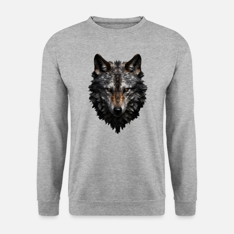 Wolf Portrait - Unisex Pullover - Weißgrau meliert