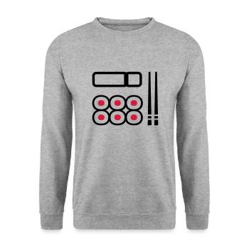 Sushi - Unisex Pullover - Weißgrau meliert - Vorne - Alina (178cm) & Michal (187cm)