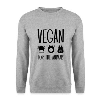 VEGAN FOR THE ANIMALS - Unisex Pullover - Weißgrau meliert - Vorne - Alina (178cm) & Michal (187cm)