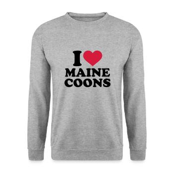 Chat Maine Coon - Sweat-shirt Unisexe - gris chiné - Devant - Alina (178cm) & Michal (187cm)