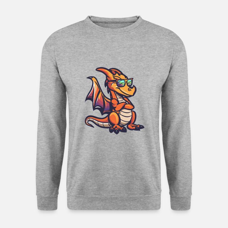 Drache Cool Comic - Unisex Pullover - Weißgrau meliert
