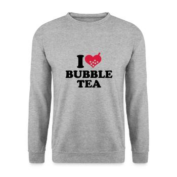 I love Bubble Tea - Unisex Pullover - Weißgrau meliert - Vorne - Alina (178cm) & Michal (187cm)