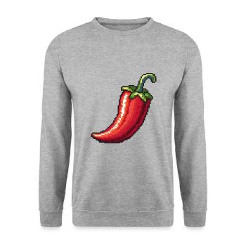 Icône Pixel Chili - Sweat-shirt Unisexe - gris chiné - Devant - Alina (178cm) & Michal (187cm)