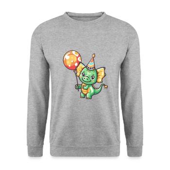 dinosaure tricératops anniversaire bébé - Sweat-shirt Unisexe - gris chiné - Devant - Alina (178cm) & Michal (187cm)