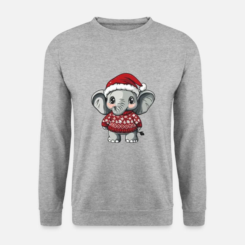 Mammut Weihnachten Comic - Unisex Pullover - Weißgrau meliert