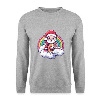 Beagle Dog Santa Claus Rainbow - Unisex Sweatshirt - salt & pepper - Front - Alina (178cm) & Michal (187cm)